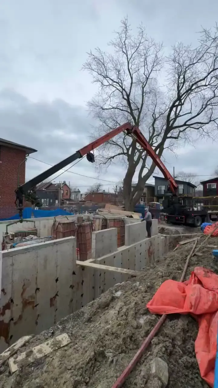 Concrete foundation work on a Toronto infill site